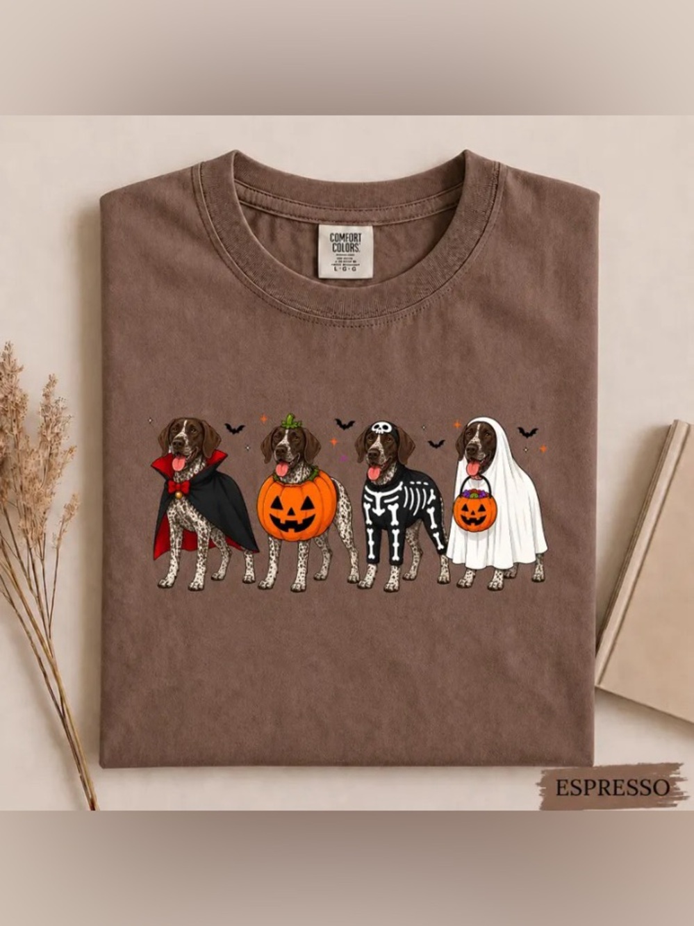 Halloween German Shorthair Pointer Graphic Tee, Comfort Colors Dog Love S